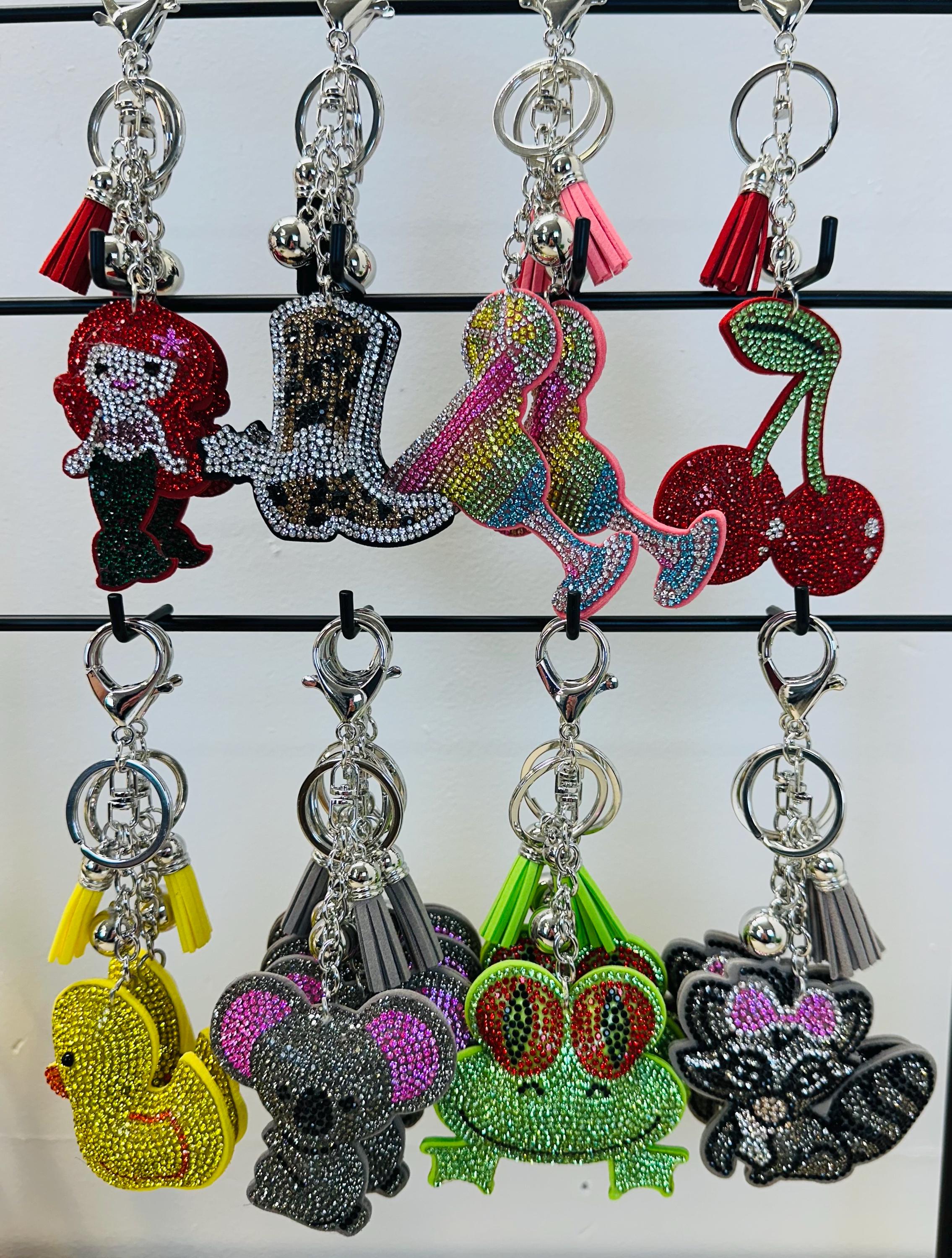 Colorful Keychains Colorful Rhinestone Keychains – Novelty Charms With Tassels for Bags or ...