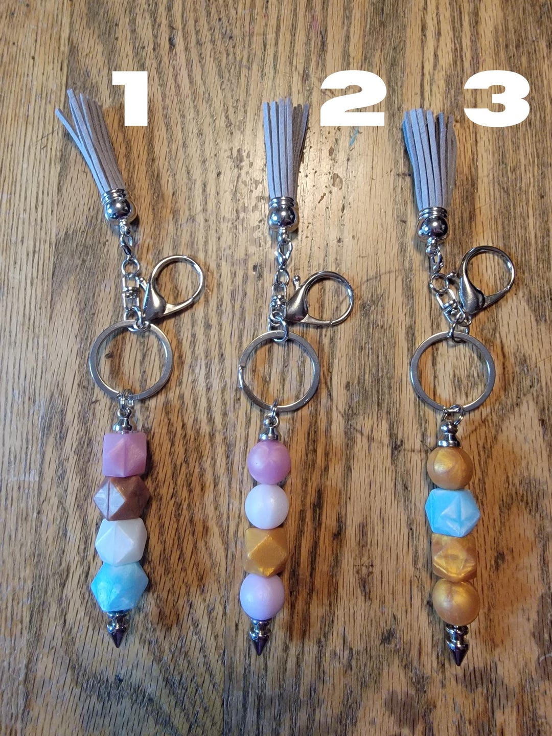 Beaded Keychain With Tassel Made by a Special Needs Teen - Gift - Beads ...