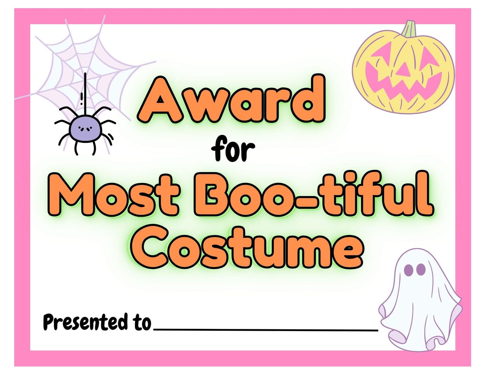 Halloween Costume Contest Award Certificate Printable - Etsy