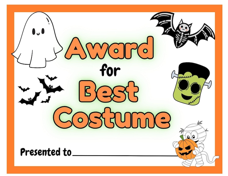 Halloween Costume Contest Award Certificate Printable - Etsy