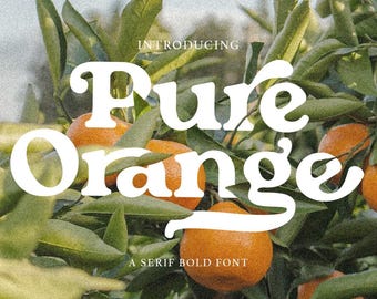 Pure Orangeフォント：スワッシュ付きの太字セリフフォント - ロゴ＆クリカットフォント
