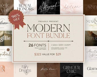 モダンフォントバンドル：セリフ、スクリプト、サンセリフ - 21書体
