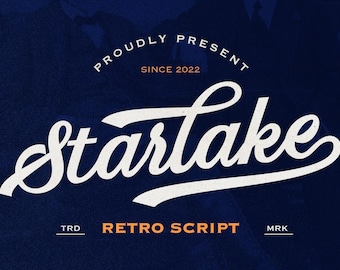 レトロなスクリプトフォント：Starlakeの手書きレタリング、ヴィンテージディスプレイ
