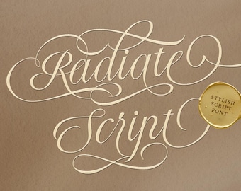 Radiate Scriptフォント：スタイリッシュな銅版スワッシュフォント