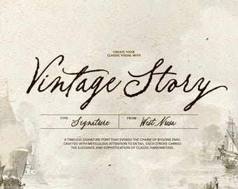 ヴィンテージストーリー - 古い署名スクリプト、ラフな手書きフォント