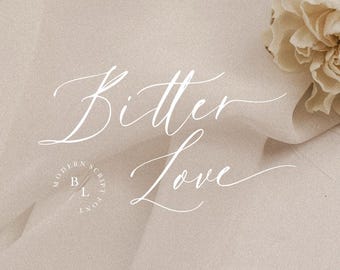 Bitter Loveモダンカリグラフィーフォント：結婚式の招待状に最適なエレガントなスクリプト