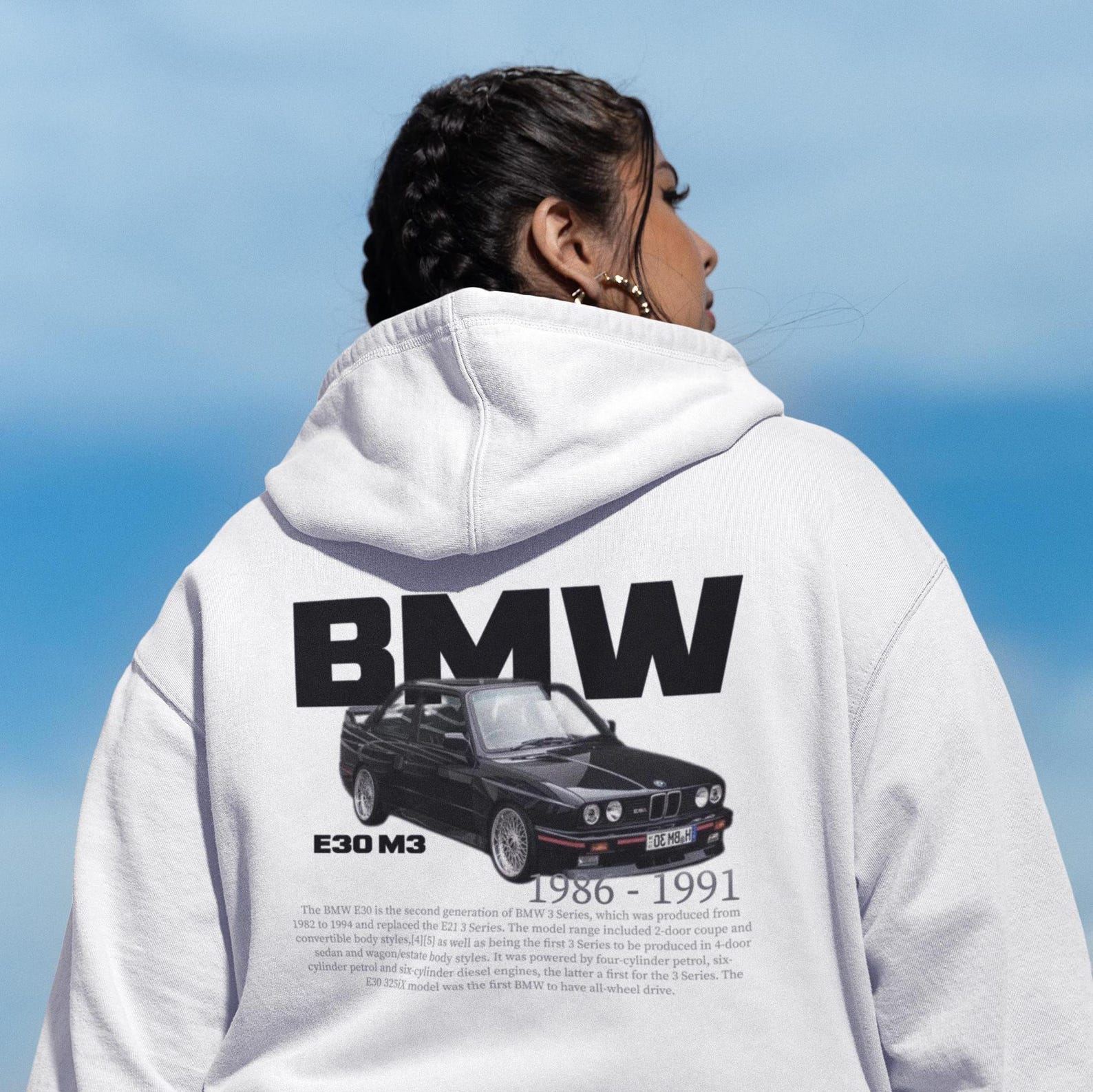BMW Graphic Hoodie, Vintage E30 Design Sweatshirt, BMW Hoodie Gift ...