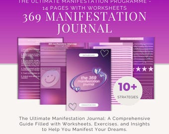 369 Diario de manifestación - Descarga digital editable / Hojas de trabajo de la ley de atracción / Planificador de manifestación / Descarga instantánea