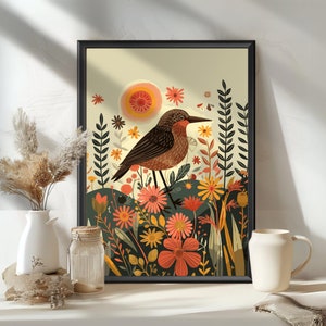 Cartel del pájaro kiwi, lindo estampado de pájaro kiwi, arte de aves en peligro de extinción, regalo de observador de aves