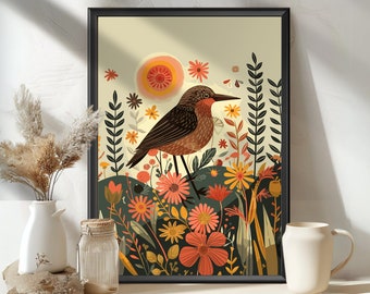 Kiwi bird Poster, Cute Kiwi Bird print, Endangered Birds Art, Birdwatcher Gift