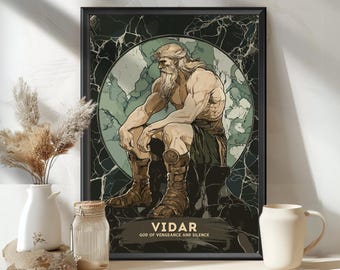 Vidar God Poster, Vidar Nordic God, Vidar Norse God, Norse Mythology, Ancient Nordic Art, god of vengeance and silence, Nordic God