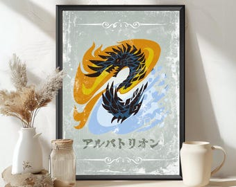 Alatreon Monster Poster: MHW Hunter World Inspired Art - MH Print