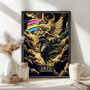 Iris Goddess Poster, Iris Greek Goddess, Greek Goddess, Greek Mythology, Ancient Greek Art, Goddess of the rainbow, Printable Decor of Iris