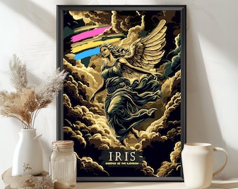 Iris Goddess Poster, Iris Greek Goddess, Greek Goddess, Greek Mythology, Ancient Greek Art, Goddess of the rainbow, Printable Decor of Iris