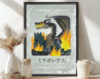 Poster del mostro Fatalis: arte ispirata a MHW Hunter World - Stampa MH