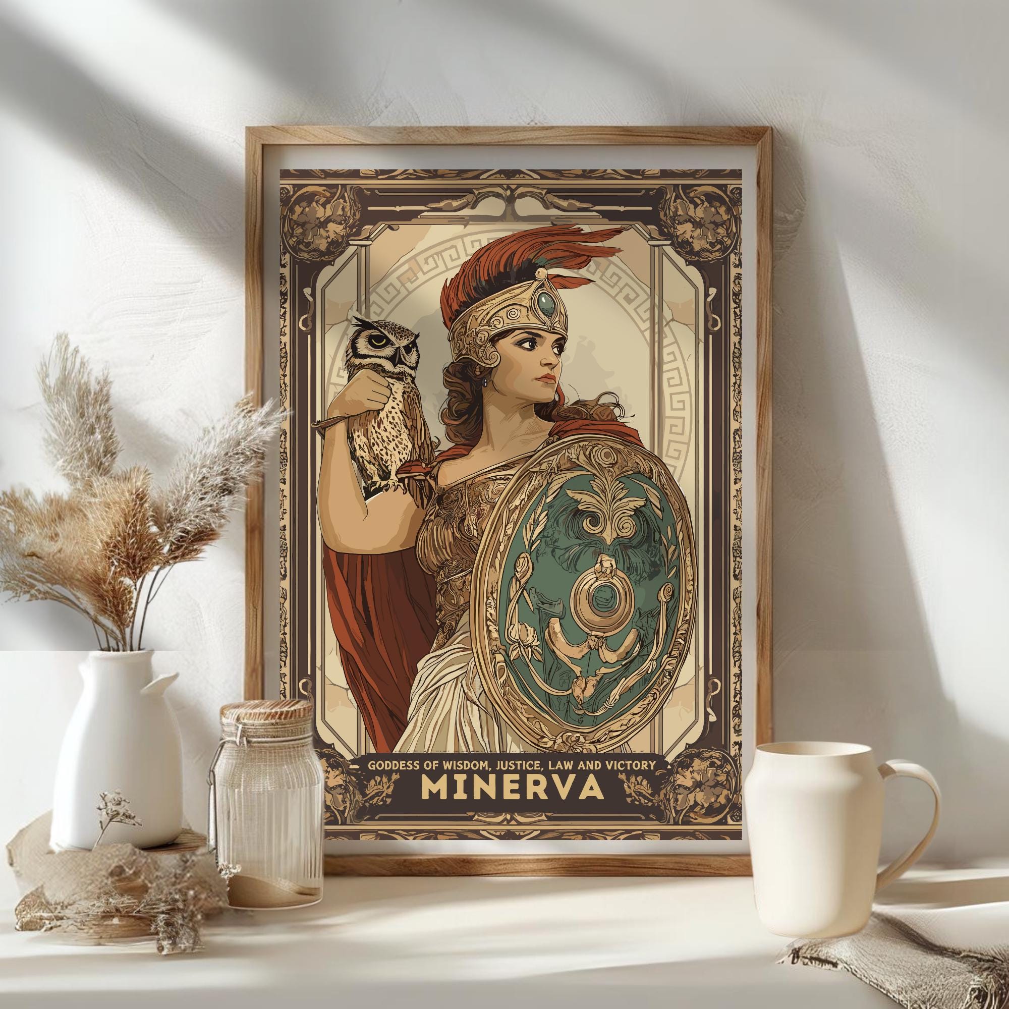 Minerva Goddess Poster, Roman Goddess Minerva, Goddess of Wisdom