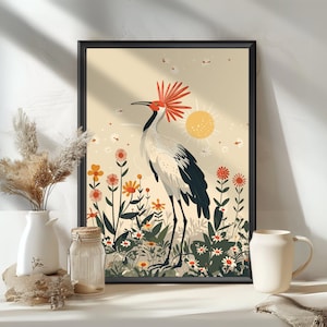 Póster de pájaro secretario, impresión de pájaro secretario, arte de aves en peligro de extinción, regalo para observadores de aves