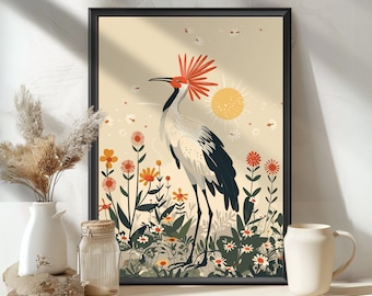 Secretary bird Poster, Secretarybird print, Endangered Birds Art, Birdwatcher Gift
