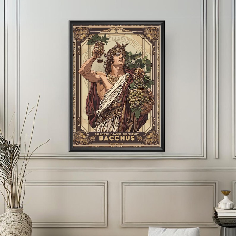 Bacchus God Poster, Roman God Bacchus, God of Wine, Pleasure, and ...