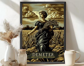Demeter Goddess Poster, Demeter Greek Goddess, Greek Goddess, Greek Mythology, Ancient Greek Art, Goddess of agriculture