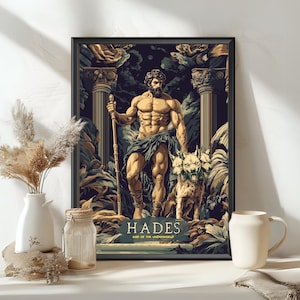 Hades God Poster, Hades Greek God, Greek God, Greek Mythology, Ancient Greek Art, God of the underworld, Printable Decor of the God Hades