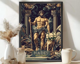 Hades God Poster, Hades Greek God, Greek God, Greek Mythology, Ancient Greek Art, God of the underworld, Printable Decor of the God Hades