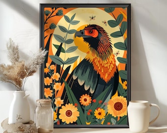 Bearded Vulture Bird, Wildlife Art Print, Endangered Species Illustration, Birdwatcher Gift