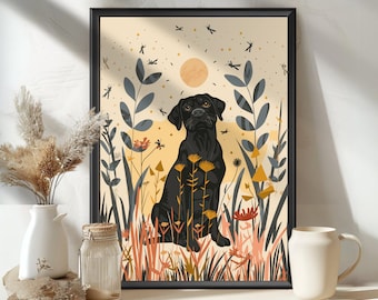 Black Labrador Retriever Poster, Black Lab Dog print, Black Lab Puppy, Lab Dog Art, Lab Puppy Gift