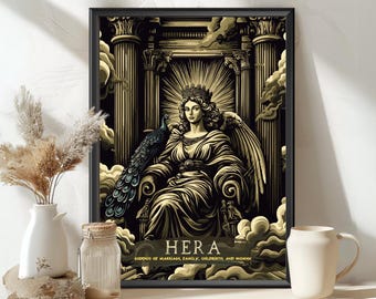 Hera Goddess Poster, Hera Greek Goddess, Greek Goddess, Greek Mythology, Ancient Greek Art, Goddess of marriage, Printable Decor of Hera