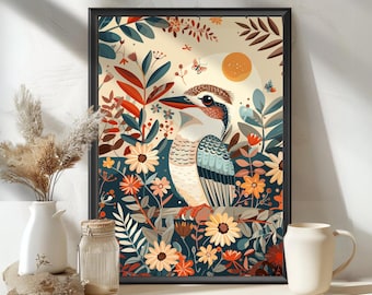 Laughing Kookaburra Bird, Wildlife Art Print, Endangered Species Illustration, Birdwatcher Gift