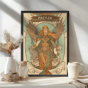 Freyja God Poster, Freyja Goddess, Freya Norse Goddess , Norse Mythology, Ancient Rome Art, Goddess of Love Freya, Nordic Goddess