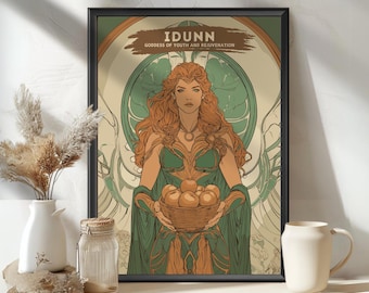 Idunn God Poster, Idunn Goddess, Idunn Norse Goddess, Norse Mythology, Ancient Nordic Art, goddess of youth and rejuvenation, Nordic Goddess