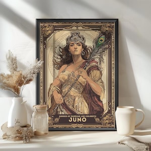 Juno Goddess Poster, Roman Goddess Juno, Goddess of marriage and childbirth, Roman Mythology, Ancient Rome Art