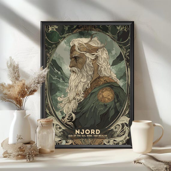 Njord God Poster, Njord Nordic God, Njord Norse God, Norse
