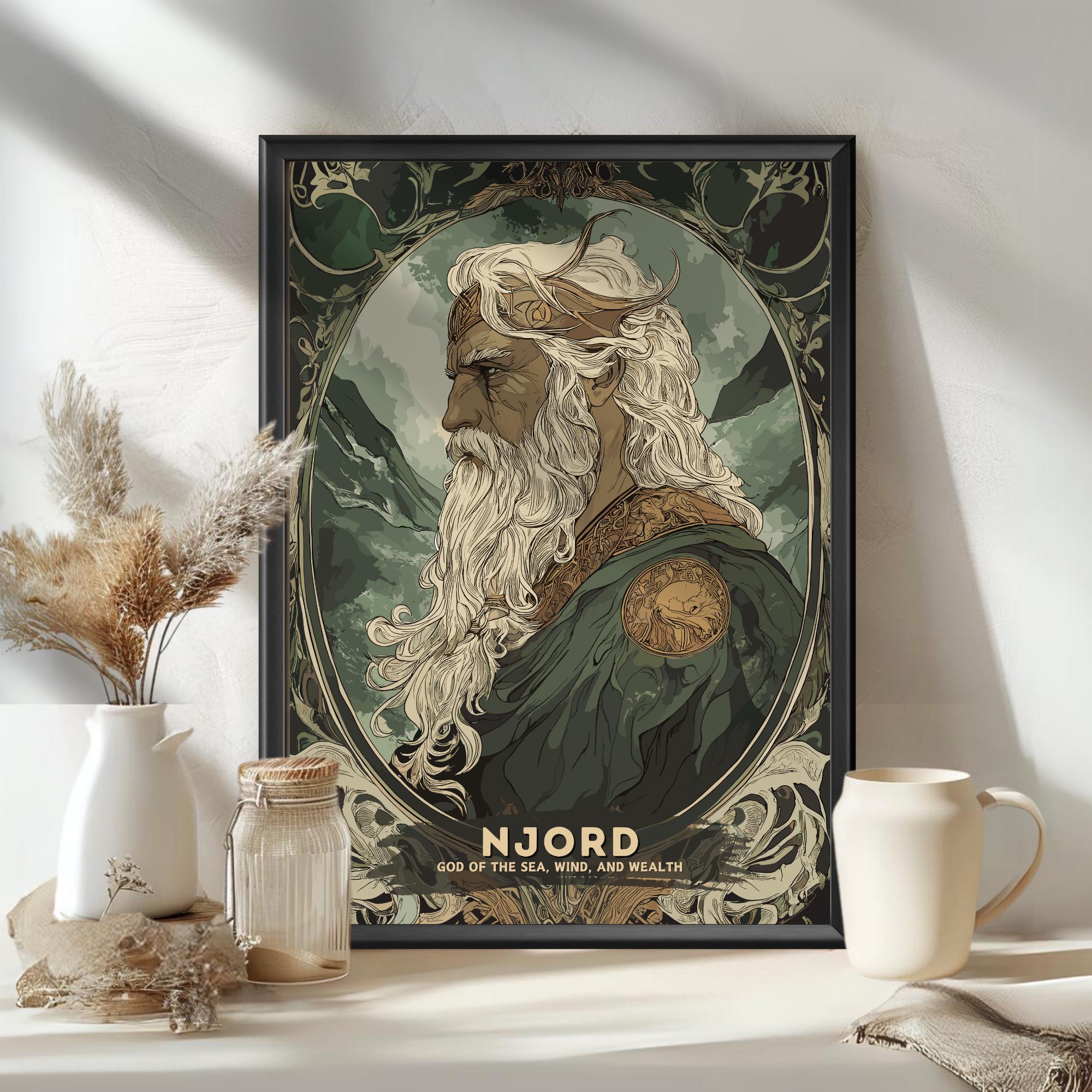 Njord God Poster, Njord Nordic God, Njord Norse God, Norse