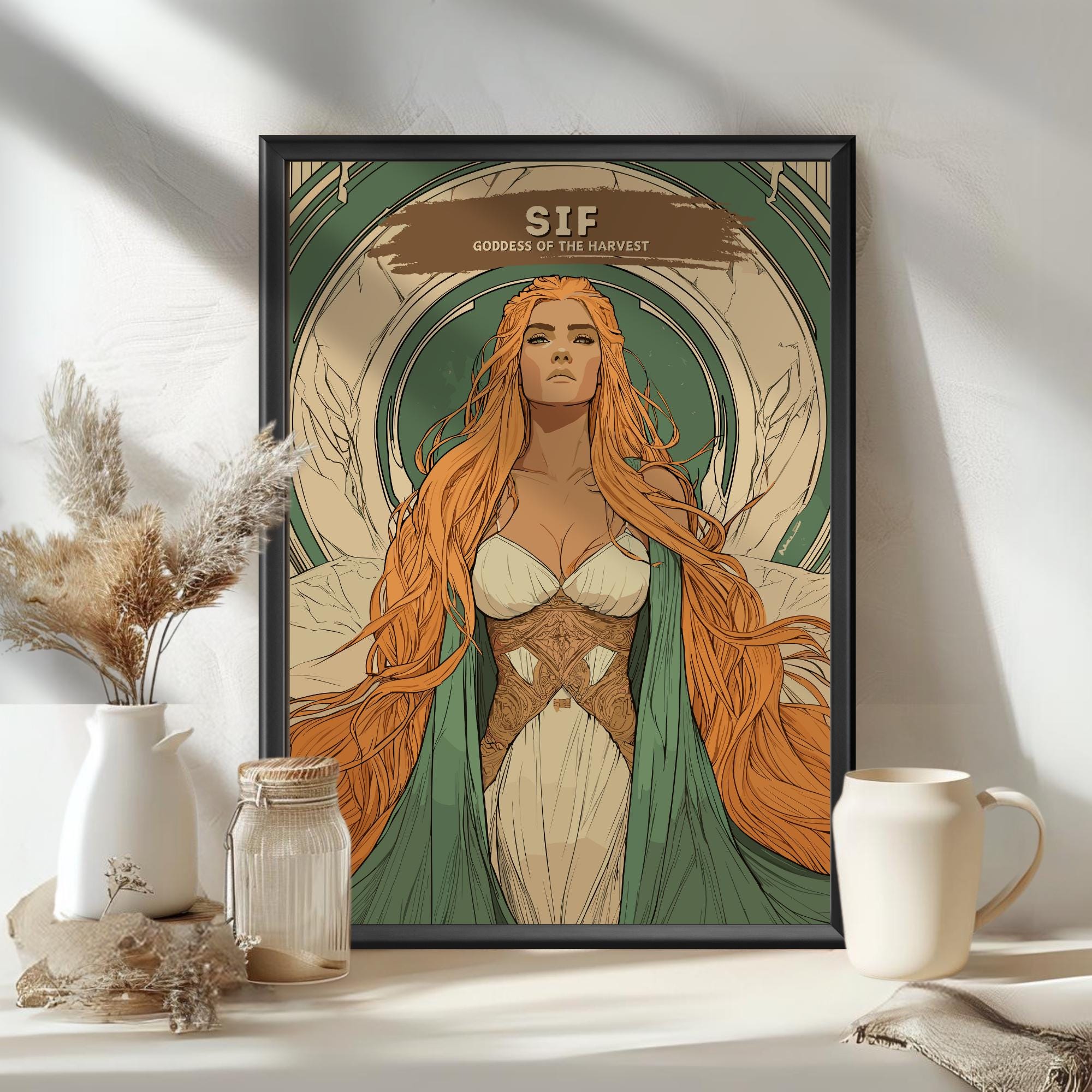 Sif God Poster, Sif Goddess, Sif Norse Goddess , Norse Mythology, Ancient Nordic Art, goddess of the harvest Sif, Nordic Goddess