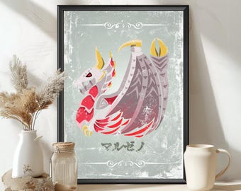 Malzeno Monster Poster: MHW Hunter World Inspired Art - MH Print