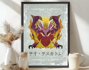 Teostra Monster Poster: MHW Hunter World Inspired Art - MH Print