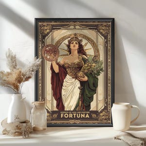 Fortuna Goddess Poster, Roman Goddess Fortuna, Goddess of luck and fortune, Roman Mythology, Ancient Rome Art