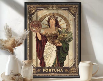 Fortuna Goddess Poster, Roman Goddess Fortuna, Goddess of luck and fortune, Roman Mythology, Ancient Rome Art