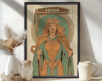 Frigg God Poster, Frigg Goddess, Norse Goddess, Norse Mythology, Nordic Art, goddess of marriage, motherhood and household, Nordic Goddess
