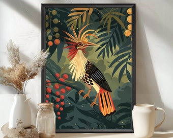 Hoatzin Poster, Hoatzin Bird art, Stink bird, Hoatzin Wall Art Print, Bird Watcher, Wildlife Home Decor