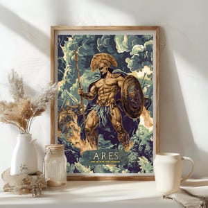Poster del dio Ares, Dio greco Ares, Dio greco, Mitologia greca, Arte greca antica, Dio della guerra, Decorazione stampabile del dio Ares