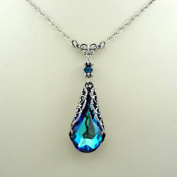 Victorian Crystal Blue Necklace