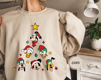 Disney Mickey Friends Christmas Sweatshirt, Santa Hat Merry Christmas Sweatshirt, Disneyland Xmas Holiday Sweatshırt, Disney Christmas