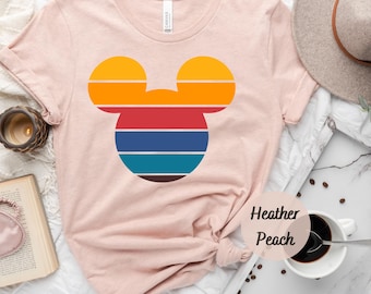 Retro Sunset Mickey Shirt, Colorful Mickey T-Shirt, Magic Kingdom Shirt, Matching Family Travel Shirt, Disneyland, Disneyworld, Minnie Mouse