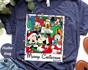 Disney Mickey Friends Christmas Shirt, Santa Hat Merry Christmas Shirt, Disneyland Christmas Vacation T-Shirt, Disney Christmas Lights Shirt