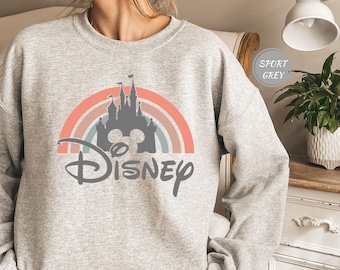 Disney Rainbow Castle Sweatshirt, Disney Vintage ,Disney Family Sweatshirt, Disney Castle Sweatshirt, Disney Retro Sweat,Disneyworld Sweat