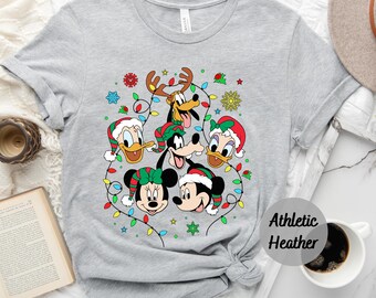 Disney Mickey Friends Christmas Shirt, Santa Hat Merry Christmas Shirt, Disneyland Christmas Vacation T-Shirt, Disney Christmas Lights Shirt