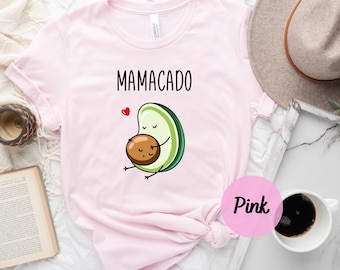 Mamacado Embroidered T-Shirt Baby Announcement Embroidered Shirt Fruit Embroidery T-Shirt Avocado Pregnancy Gifts